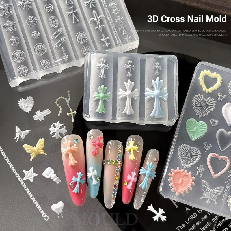 Silicone Cross Nail Art Molds  - Model Kit For Beginners ulasan dan harga