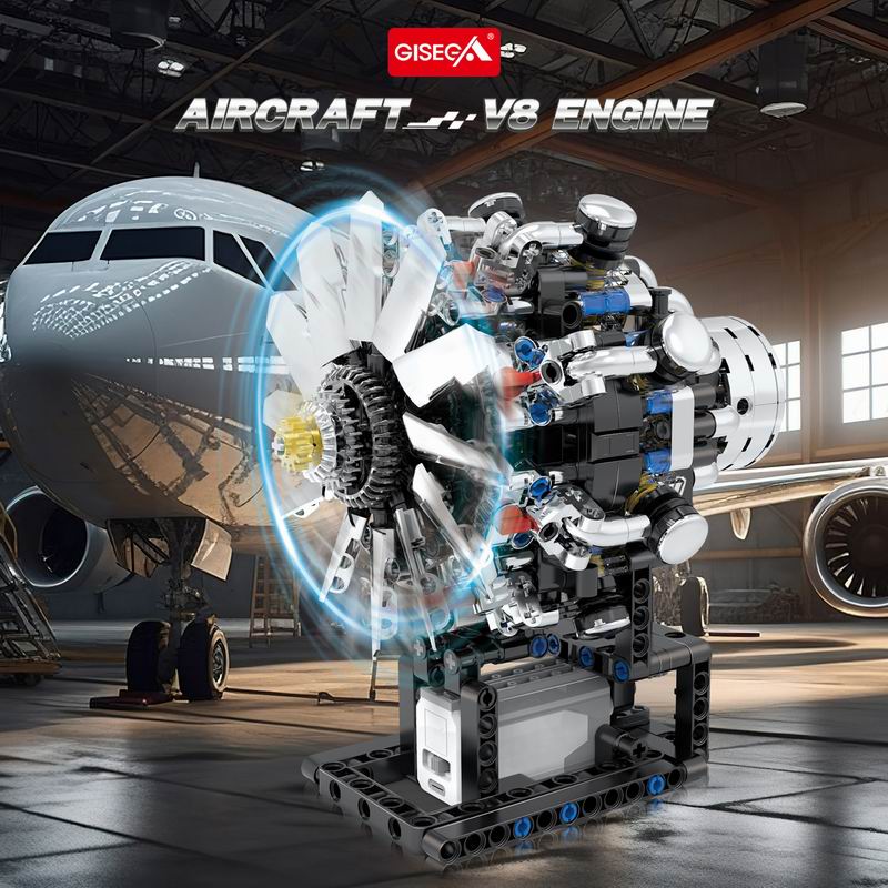 G8910 Aviation V8 Engine 558pc - Model Kit Engine ulasan dan harga